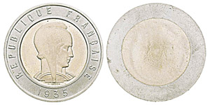 France, 25 Francs Uniface, 1935 ... 