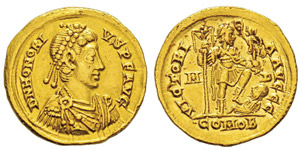 Honorius 393-423 Solidus, Milan, ... 
