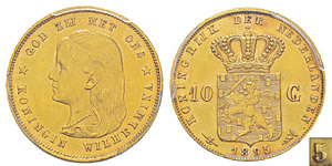 Netherlands, 10 Gulden, 1895/1, AU ... 