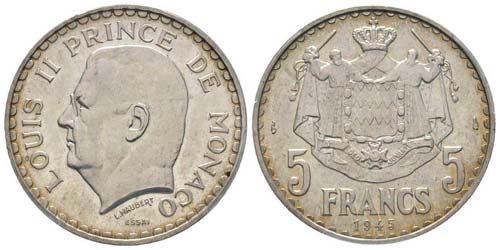 Monaco, Louis II 1922-1949 5 ... 