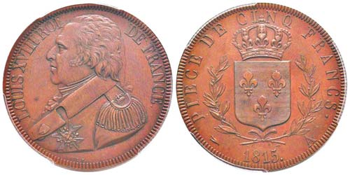 Louis XVIII, Essai de 5 Francs ... 