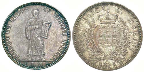 San Marino 5 lire, San Marino, ... 