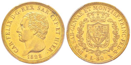 Carlo Felice 1821-1831 80 lire, ... 