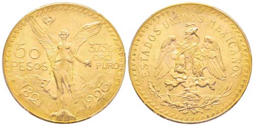 Mexico 50 Pesos, 1923, AU 41.66 g. ... 