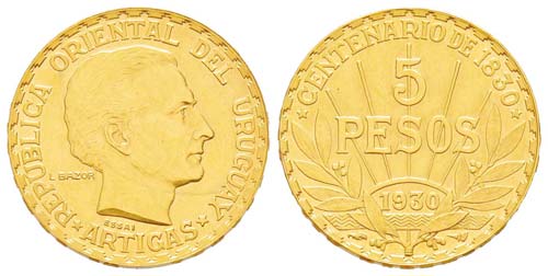 Uruguay 5 Pesos, 1930, Essai, AU ... 