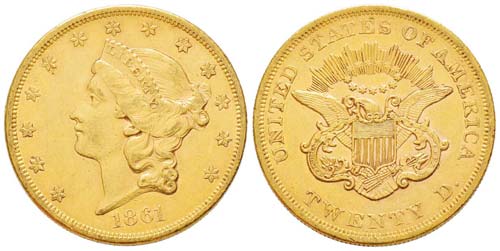 USA, 20 Dollars, Philadephia, 1861 ... 