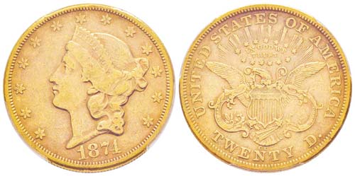 USA, 20 Dollars, Carson City, 1874 ... 