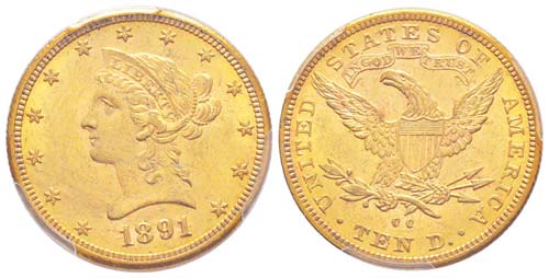 USA, 10 Dollars, Carson City, 1891 ... 