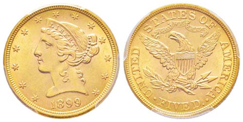 USA, 5 Dollars, Philadephia, 1899, ... 