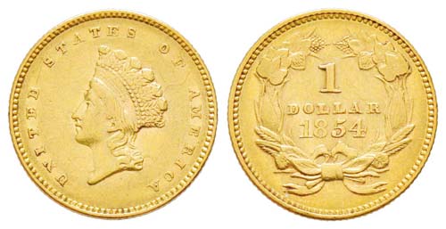 USA, Dollar, 1854, Indian head, ... 