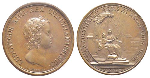 Médaille Bronze Louis XIV, 1643, ... 