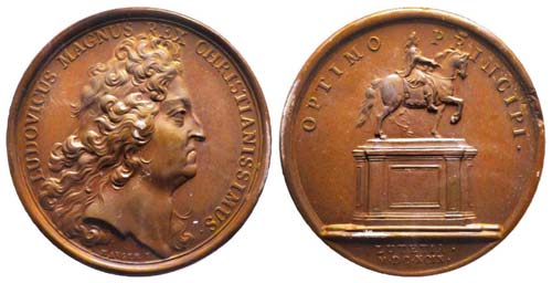 Médaille Bronze Louis XIV, Statue ... 