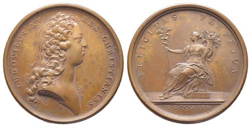 Médaille Bronze Louis XV, Bonheur ... 