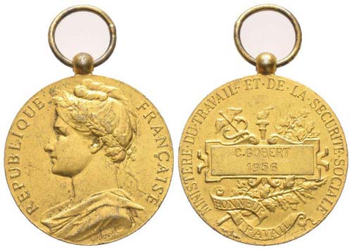 France, Médaille en bronze doré, ... 