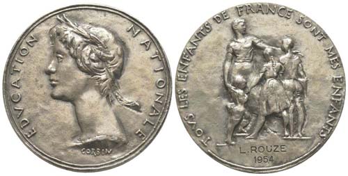 France, Médaille en argent, 1954, ... 