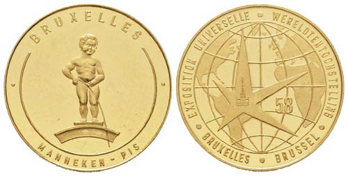 Belgique, Médaille en or, 1958, ... 