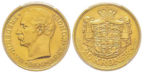 Danemark, Frederik VIII 20 Kroner, ... 