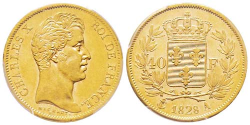 France, Charles X 40 Francs, ... 
