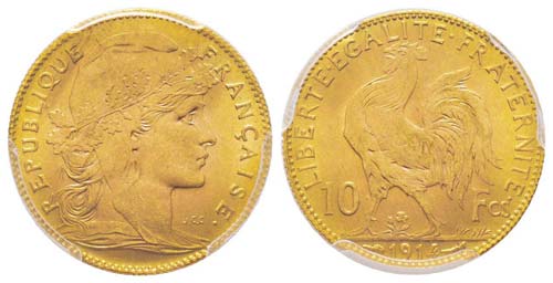 France 10 Francs, 1914 A, AU 3.22 ... 