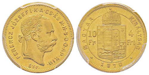 Hungary 4 Florin, 1870 GYF, AU ... 