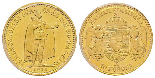 Hungary 10 Couronnes, 1913 KB, AU ... 
