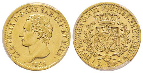 Carlo Felice 1821-1831 20 lire, ... 