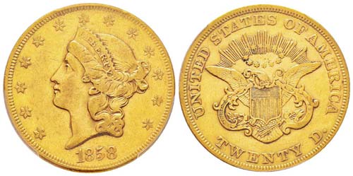USA 20 Dollars, 1858, Philadephia, ... 