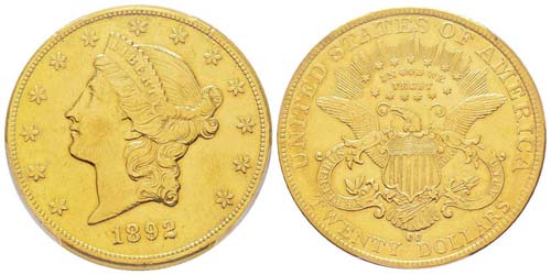 USA 20 Dollars, 1892 CC,  Carson ... 