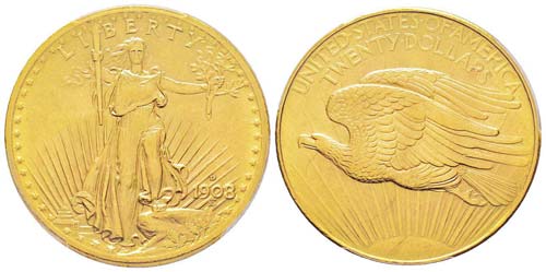 USA 20 Dollars, 1908 D,  Denver AU ... 