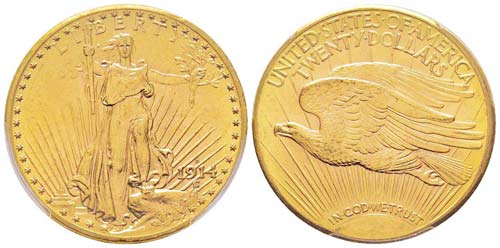 USA 20 Dollars, 1914 D,  Denver AU ... 
