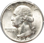 US - Quarter dollar 1934D Washington. AG ... 