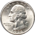 US - Quarter dollar 1936D Washington. AG ... 