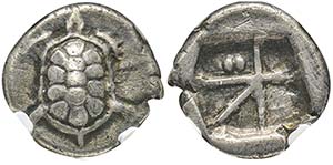 Aegina 350-338 avant J.-C. drachme, AG 5.29 ... 