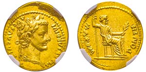 Tiberius 14-37 après  J.-C.
Aureus, Gaule, ... 