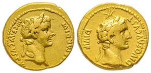 Tiberius 14-37 après  J.-C.
Aureus, Gaule, ... 