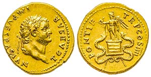 Titus 79-81
Aureus, Rome, 75, AU 7.31 ... 