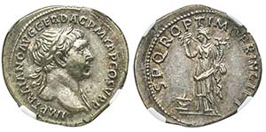 Traianus 98-117
Denarius, Rome, 106-107, AG ... 