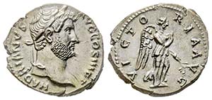 Hadrianus 117-138
Denarius, Rome, 134-138, ... 