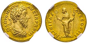 Marcus Aurelius 161-180 
Aureus, Rome, ... 