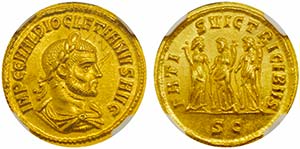 Diocletianus 284-305 
Aureus, Cyzicus, ... 