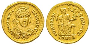 Honorius 383-423
Solidus, Constantinople, ... 