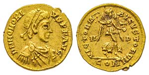 Honorius 383-423
Tremissis, Mediolanum, ... 