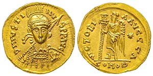 Au nom de Justinus I
Solidus, 493-526, AU ... 