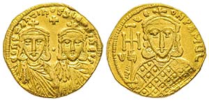 Constantine V 741-775 
Solidus avec Leo III, ... 