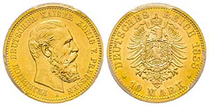 Friedrich III 1888 10 mark, 1888 A, AU 3.97 ... 