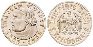 Third Reich 1933-45
2 Reichsmark, 1933 A, ... 