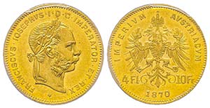 Austria, Franz Joseph, 1848-1916
4 Florins, ... 