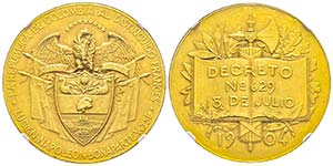Colombia, République 
Médaille en or ... 