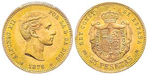 Spain, Alfonso XII 1874-1885
25 Pesetas, ... 