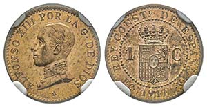 Spain, Alfonso XIII 1886-1931
1 centime, ... 